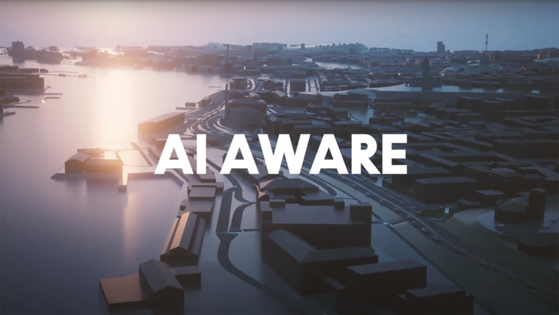 Text saying AI Aware over an animation of Gothenburg.