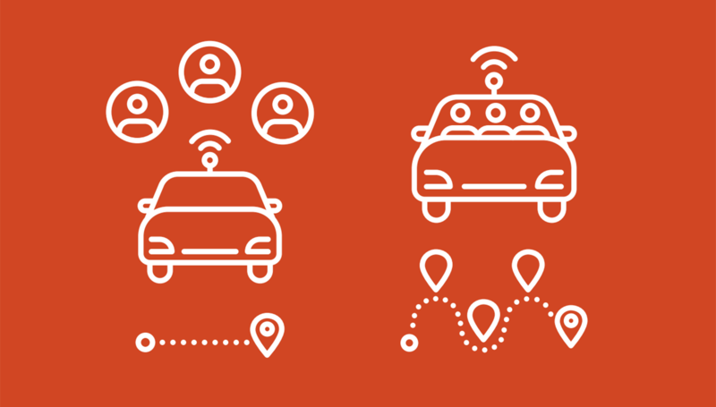 Ett pictogram av bilar och resenärer. Foto: Göteborgs stad.